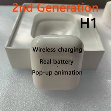 10 шт. Air 2-го поколения Беспроводная зарядка с умным датчиком Bluetooth наушники H1 вкладыши pk Pods 2 W1 чип суперкопия анимация