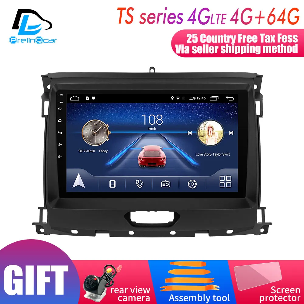 

prelingcar For ford android 9.0 RANGER 2015 18 years Car monitor Radio Multimedia Video Player Navigation GPS 4G DSP stereo
