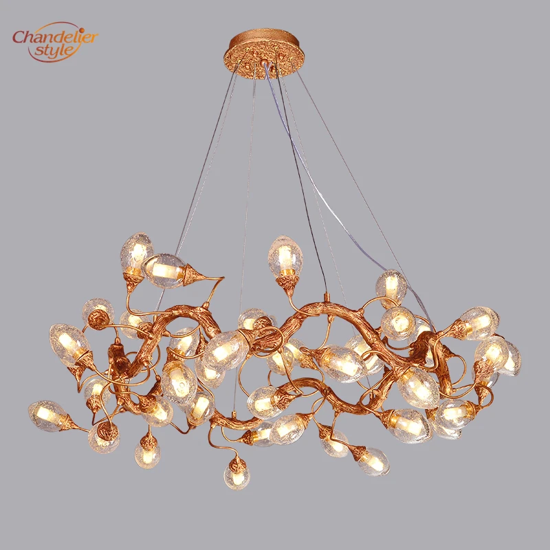 Латунная люстра светильник светодиодный люстры овальная стеклянная лампа