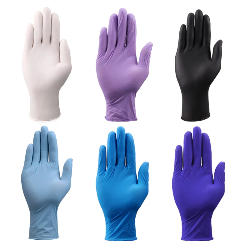 Nitrile Gloves Disposable Powder Free Safety Work Gloves White Purple Black Gloves Working For Kitchen Household Food Grade