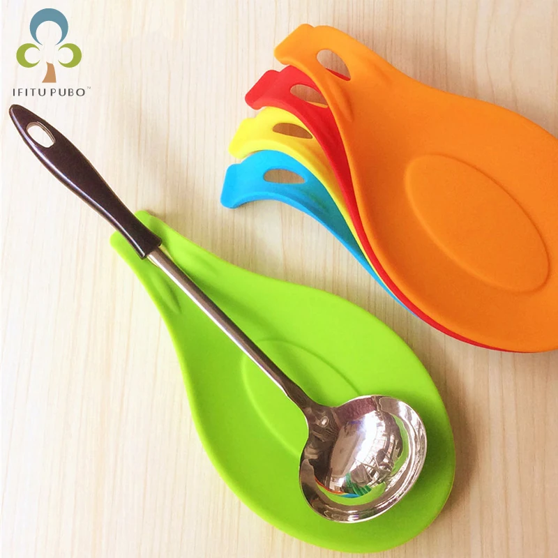 

1Pcs Food Grade High Temperature Resistant Silicone Dish Kitchen Anti-scalding Silicone Spoon Silicone Soup Spoon Mat LXX