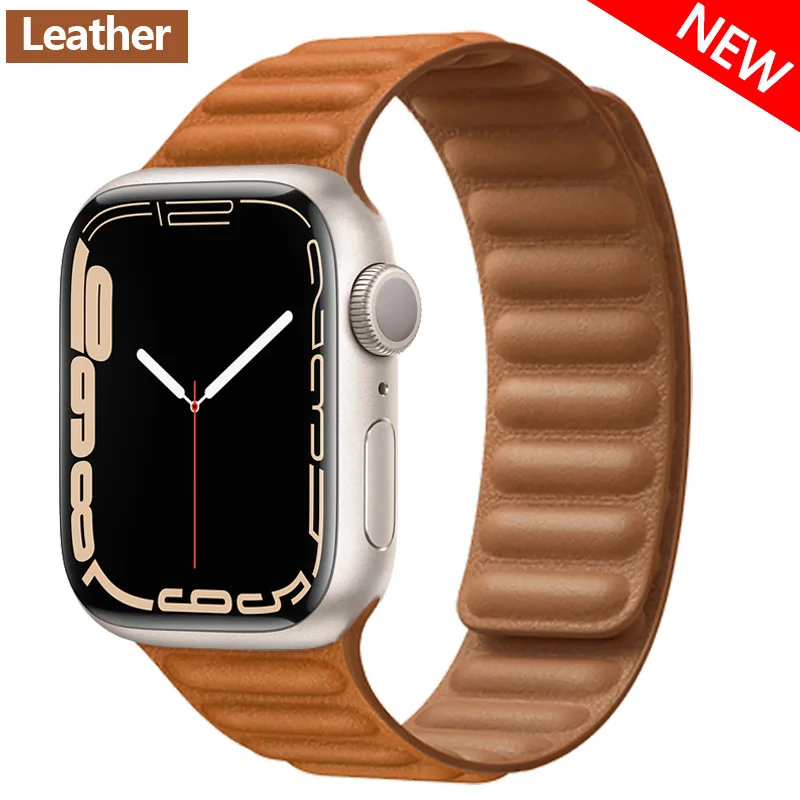 Kůže objímka pro jablko hodinky pás 45mm 41mm 44mm 40mm 49mm originální magnetický smyčka náramek iwatch řada 8 uitra 3 SE 6 7 řemen