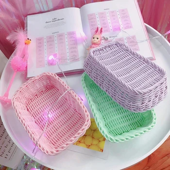 

Dried Flower Fruit Basket Rattan Box Straw Storage Baskets Candy Earphone Organizer Seagrass Belly Garden Decor Basket