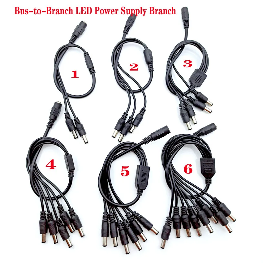 

2.1*5.5mm 1 Female to 2 3 4 5 8 Male DC Power Splitter Plug Cable for CCTV security Camera Accessories power Supply adapter 12V