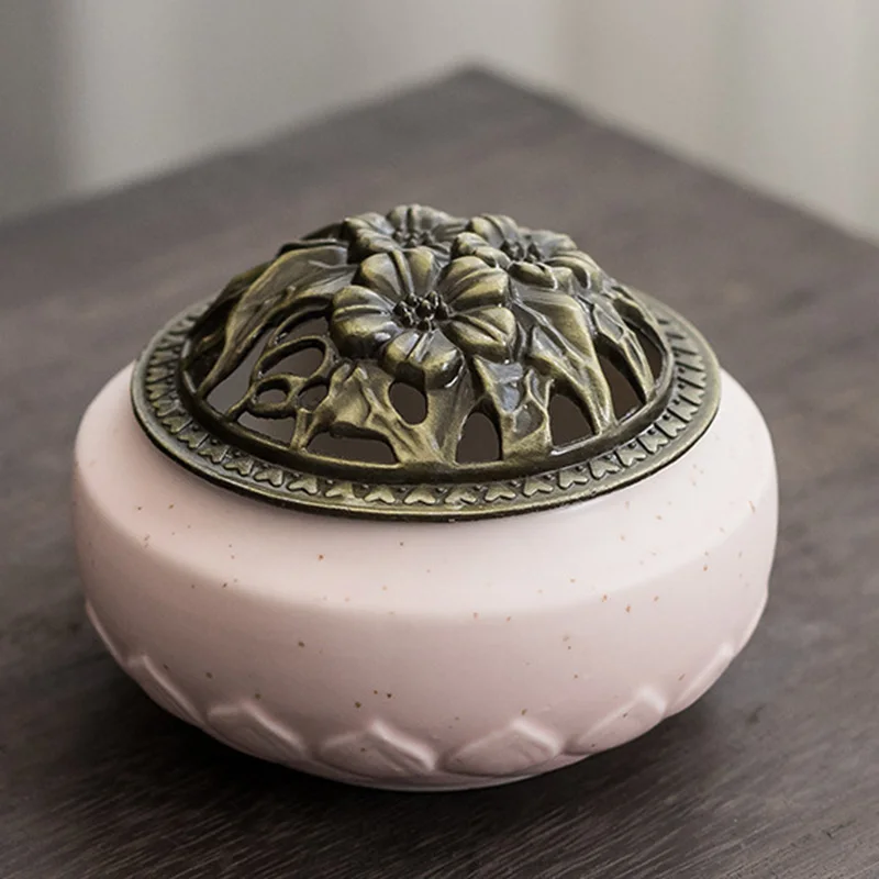 Lovely Vintage Ceramic Censer Smoking Flow Incense Holder Gift Decoration for Home Office Room XH8Z