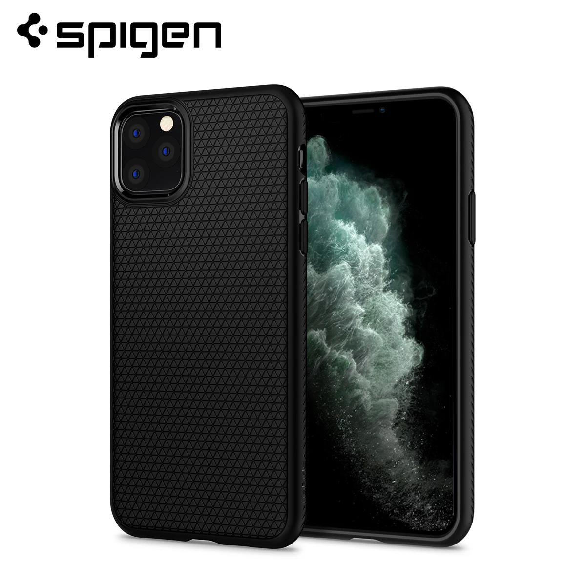 Cena Spigen płynne powietrze tekstura krzyż elastyczny miękki TPU lekka antypoślizgowa matowa czarna obudowa dla iPhone 11 Pro Max 11 Pro 11