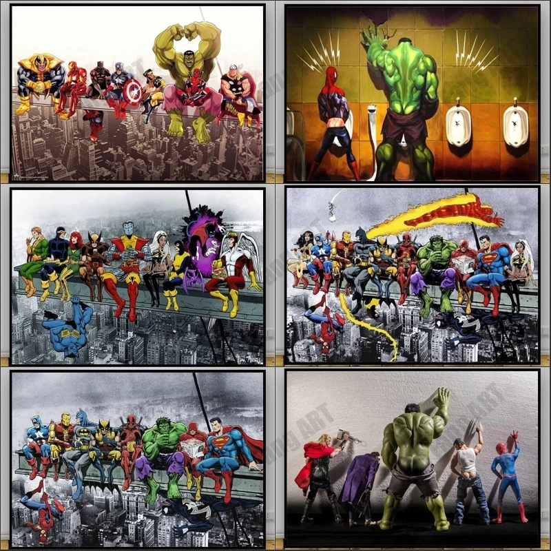 Картина на холсте с супергероями анимационные комиксы Постер Marvel принты Халка