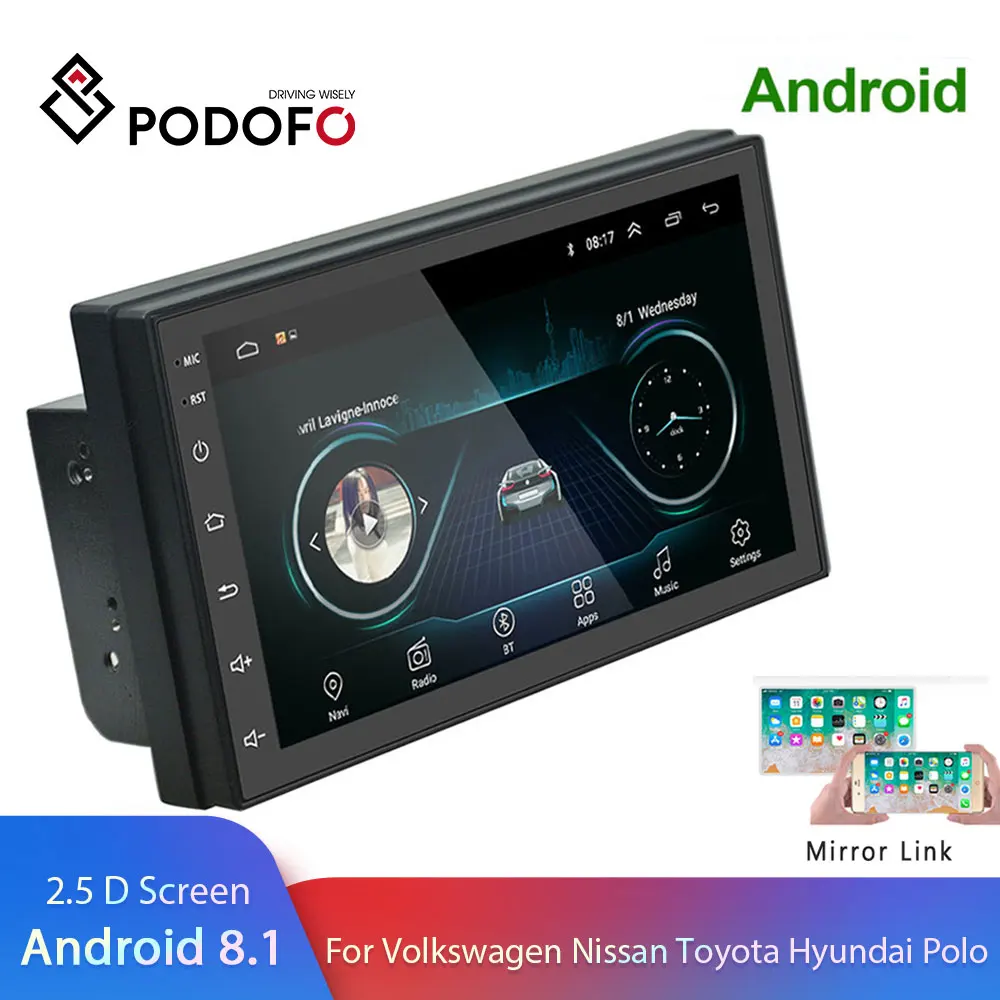 Podofo 2din Android 8 1 Универсальное автомобильное радио gps навигация wifi Bluetooth Сенсорный