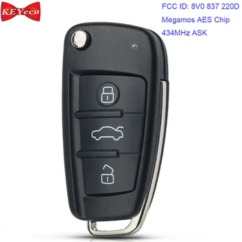 

KEYECU for Audi A3 S3 2012 2013 2014 2015 Keyless Remote Car Key Fob Megamos AES Chip 434MHz ASK FCC ID: 8V0 837 220D