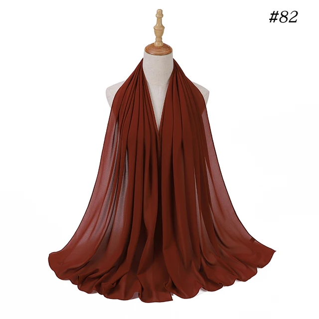 women plain bubble chiffon scarf hijab wrap printe solid color shawls headband women hijabs scarves/scarf 60 colors COLOR 82