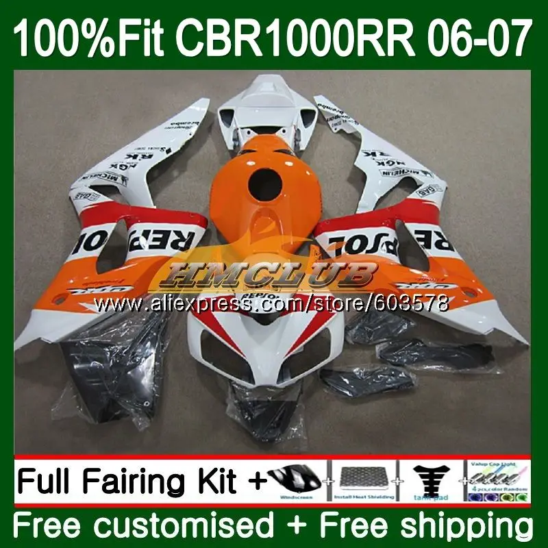 Литьевая форма для HONDA CBR 1000 RR CBR 1000RR 2006 2007 80CL. 36 Repsol белый корпус CBR1000 RR CBR1000RR 06 07 OEM обтекатели