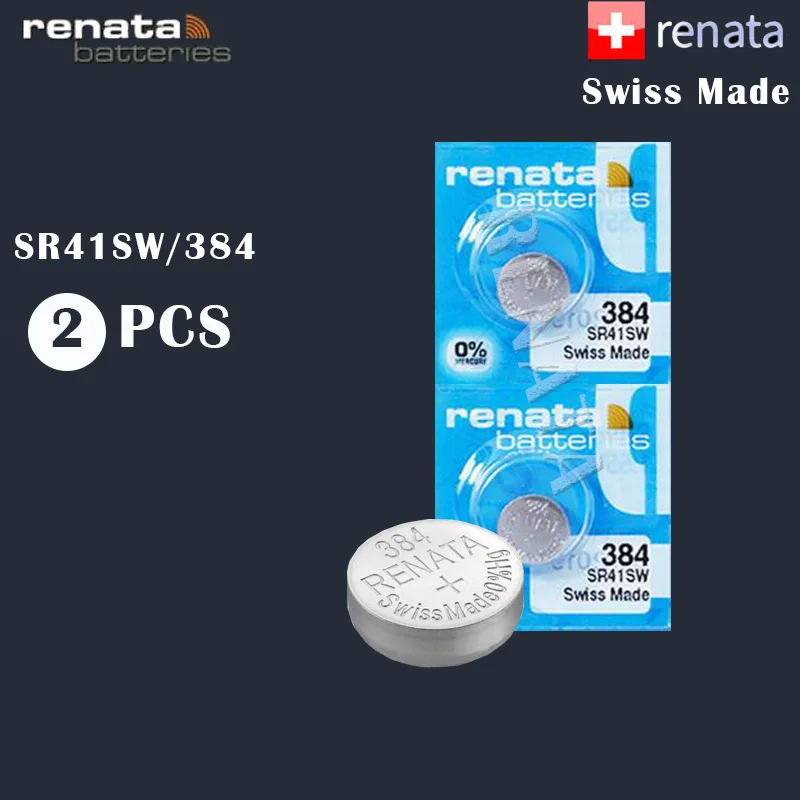 2 шт./партия Renata 384, часы с серебристым оксидом батарея длительное время SR41SW Швейцарский сделанный Кнопка монеты батареи