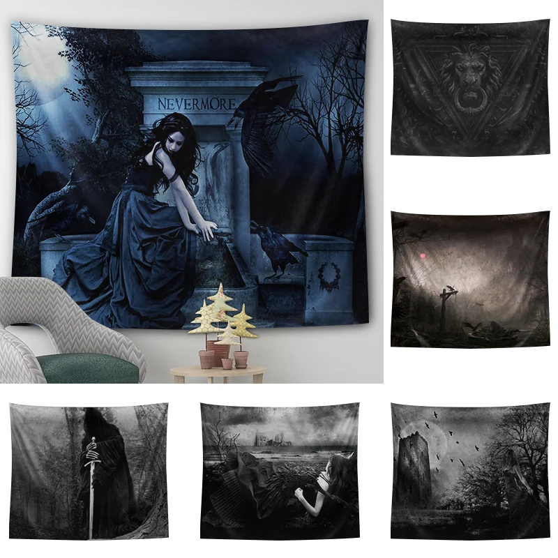 Terrorist Skeleton Judge Lion Evil Ghost Wolf Printing Tapestry Soft And Easy To Care Wall Decoration Hanging Cloth | Дом и сад
