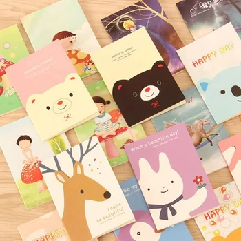 

1pcs Mini Cartoon Blank Journal Diary Portable Pocket Notebook Office School Supplies 8.5*12cm 64K Kids Student Fresh Kawaii