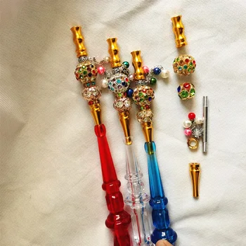 

Colorful tool rhinestone jewelry hookah New design Handmade blunt holder Inlaid Alloy Shisha Hookah Mouth Tips Mouthpiece Tip