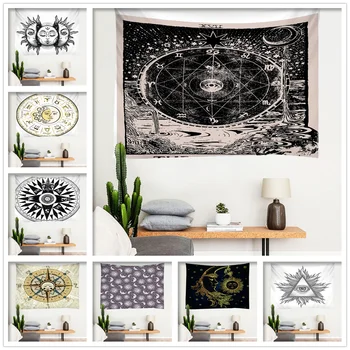 

Tapestry Moon Sun Psychedelic Witchcraft Supplies Tarot Wall Hanging College Dorm Room Decor Art Aesthetic Home Textile Custom