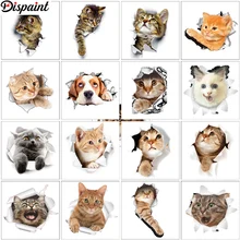 Dispaint Алмазная картина "животная сломанная стена" Вышивка крестом на заказ фото алмаз, вышивка квадратными круглыми настенный Декор для дома