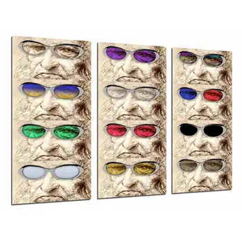 

Collage colored Glasses, photo print on wood, modern picture decorative 26655