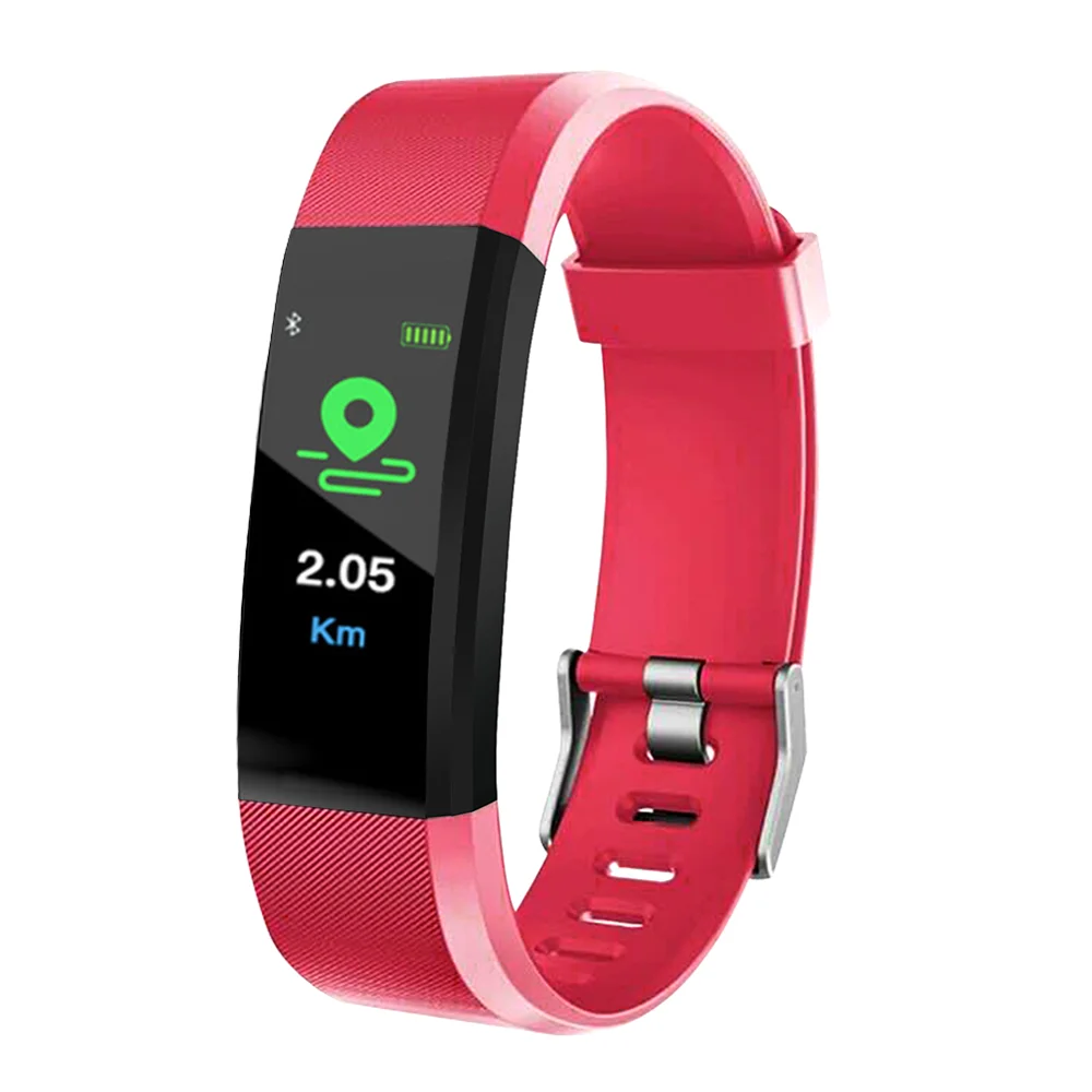 Smart Bracelet Watch 115 Plus Smart Wristband Fitness Tracker Waterproof Blood Pressure Heart Rate Monitor Smart Watch Women - Цвет: 115 RED