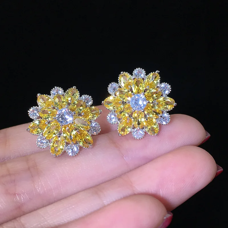 

Fashion Cubic Zirconia Fancy Crystal Flower Stud Earrings for Women Girls Jewellery Valentine Day Gift Bohemia Bijoux CEL1047