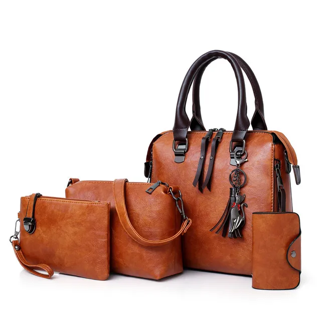 ValenKuci Leather Shoulder Messenger Bag Tote Bag Bolsa 4pcs Set Women Composite Bag High Quality Ladies