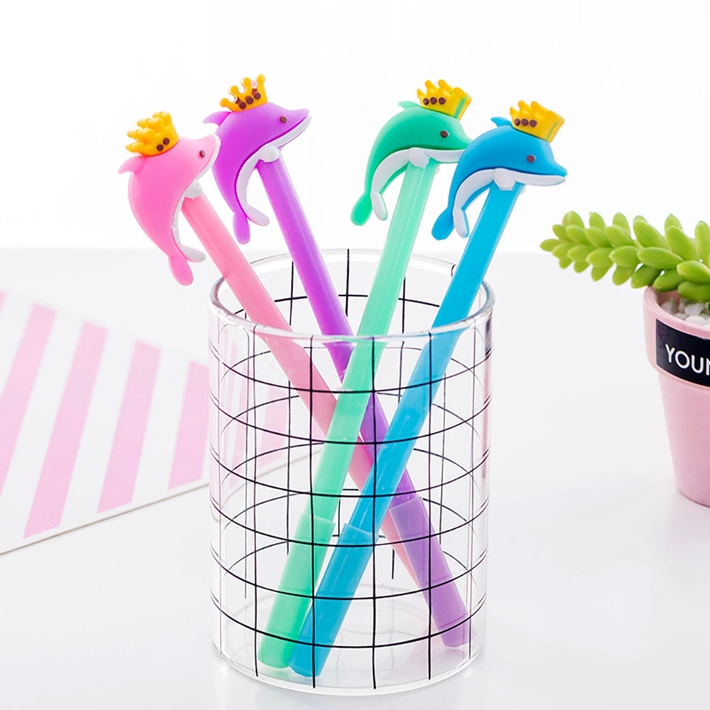 36 шт./лот гелевая ручка Kawaii Crown Dolphin Черная подарок для студентов детская игрушка