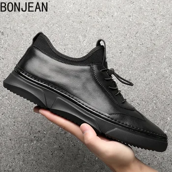 

Men's Spring New Model Casual Leather Shoes Occident Fashion All-Match Board Breathable Men