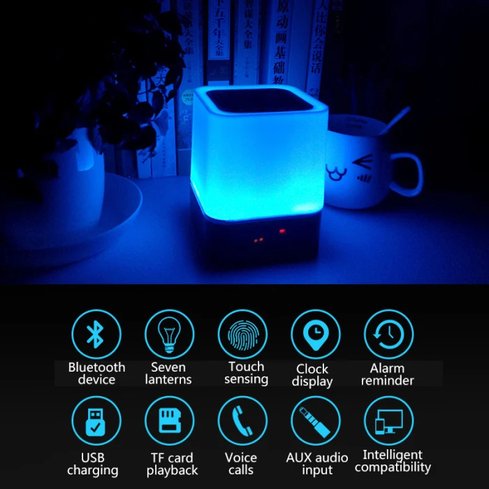 Ночник сенсорный датчик Bluetooth динамик Изменение цвета Цифровой календарь будильник динамик LHB99