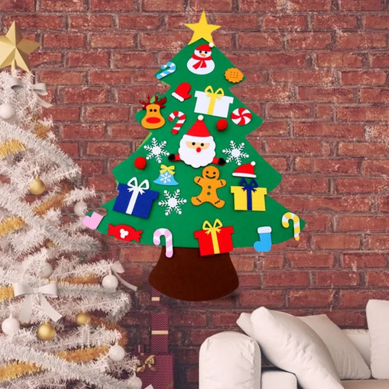 New DIY Felt Christmas Tree New Year Gifts Kids Toys Artificial Tree Wall Hanging Ornaments Christmas Decoration for Home
