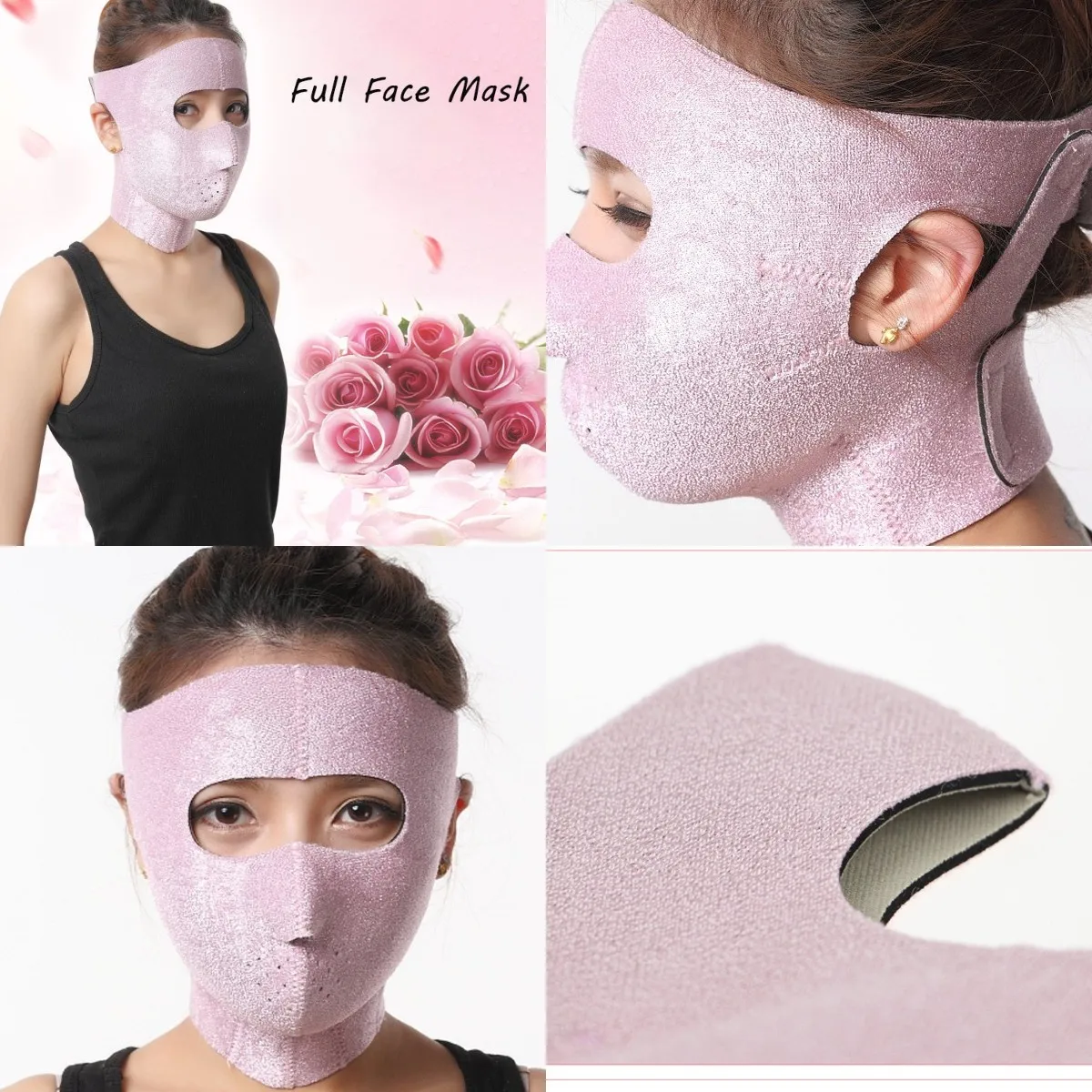 

Pink 3D V Face Slimming Mask Massage Relaxtion Facial Slim Up Belt Lifting Chin Thin Cheek Sauna Bandage Beauty Health Care Tool