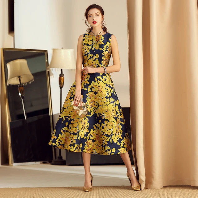 Jacquard Floral Pattern Dress main image 1