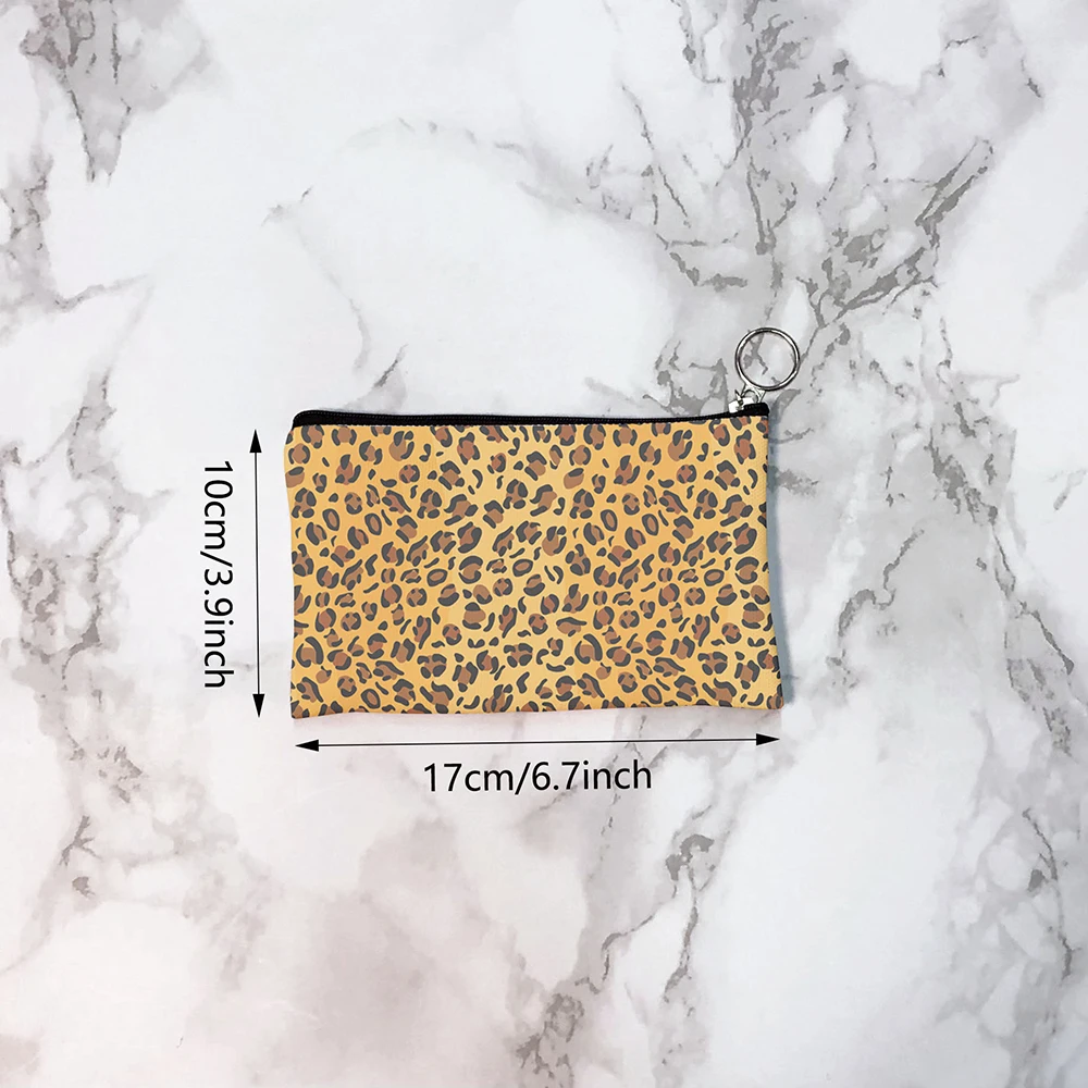 New Design Animal Skin Print Canvas Coin Bag Leopard Print Lipstick Key Daily Storage Bag Party Travel Casual Portable Clutch