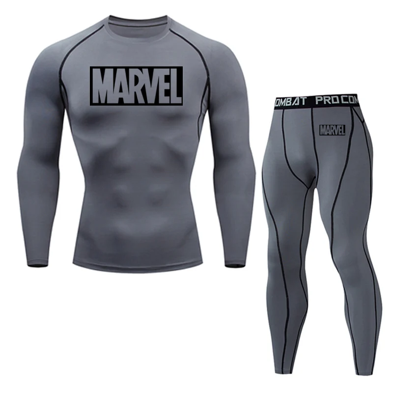 Men's thermal underwear underpants Kit Sports compression clothing MARVEL tracksuit for men Fitness slim joggers base layer set