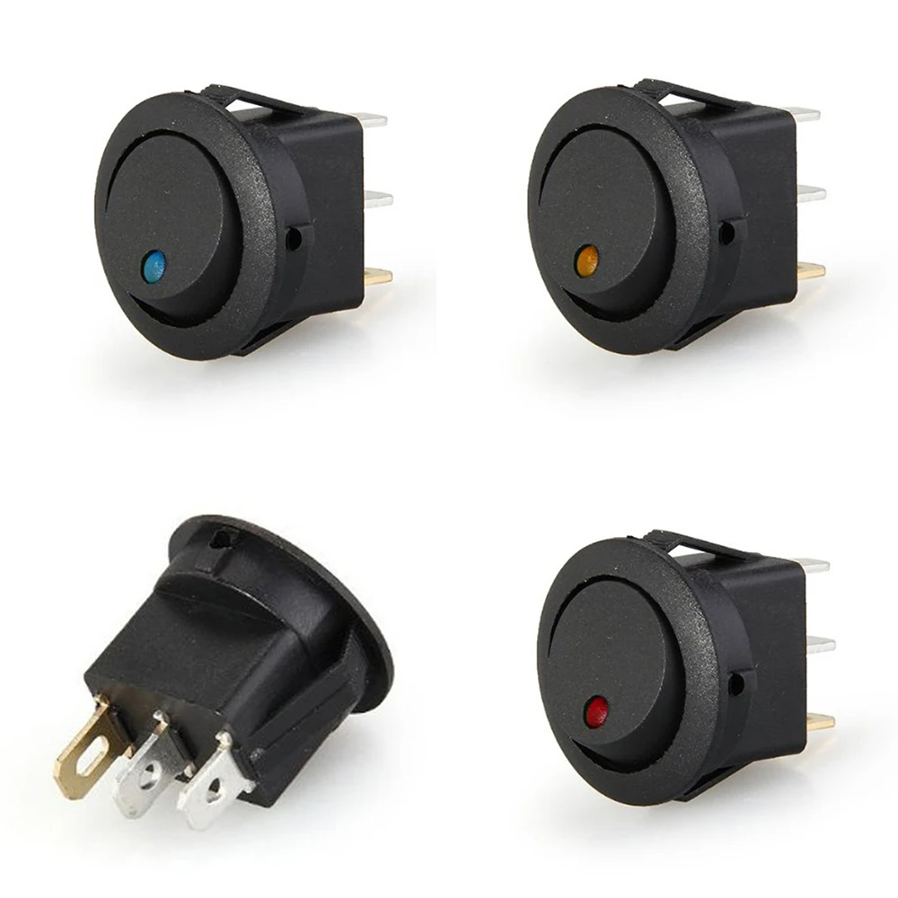20 шт Mini 3 Pin тумблер круглую кнопку включения-выключения кулисный переключатель красный светодиодный свет указывает на встроенный СВЕТОДИОДНЫЙ Переключатель