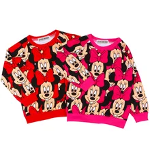 Толстовка Принцессы Дисней; сезон весна-осень; детская одежда с длинными рукавами и рисунком Минни Маус для мальчиков и девочек; рубашка с изображением мыши