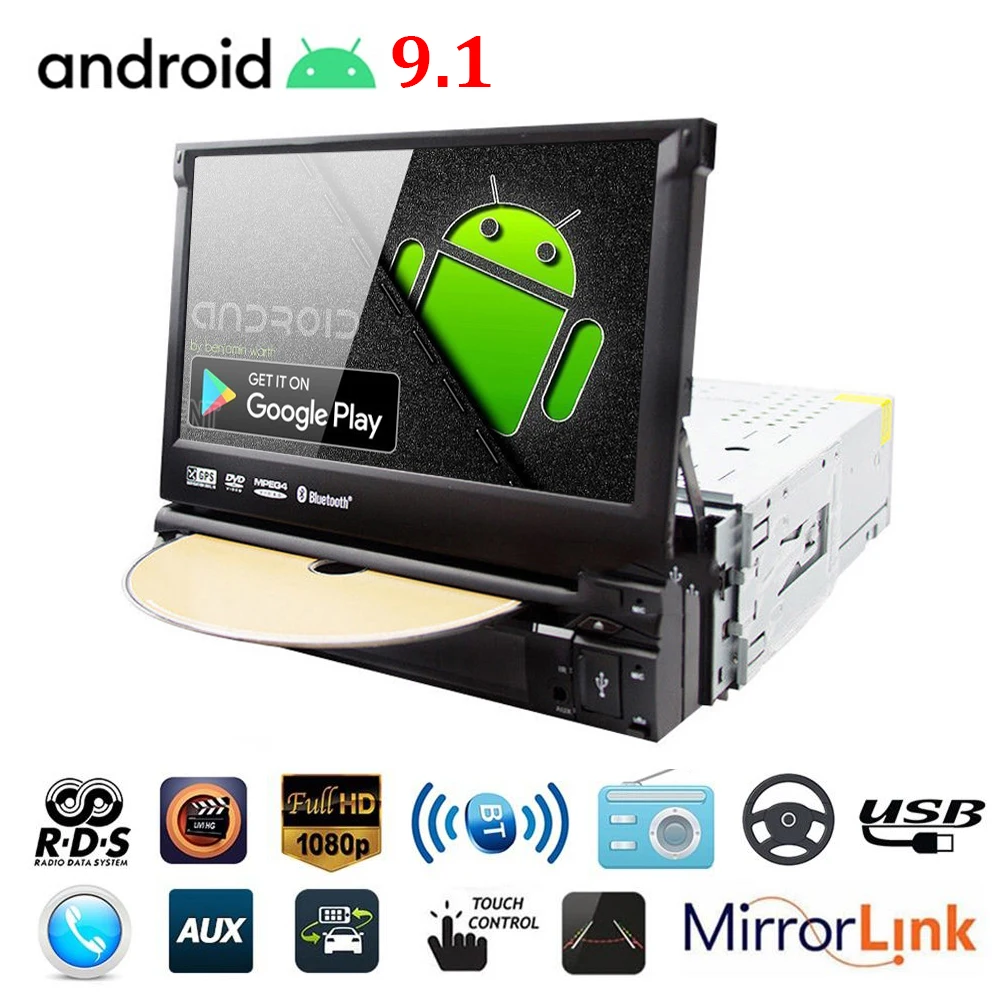 

1din Android 9.1 Car DVD Radio GPS Navigation Touchscreen Universal Car Stereo MP5 Multimedia Player WiFi Bluetooth 3G