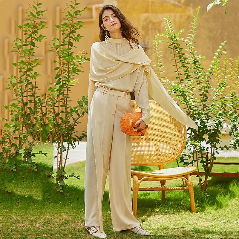 [EAM] Women Yellow Irregular Split Blouse New