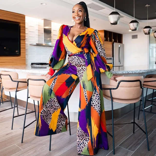 African Chiffon Long Jumpsuit - Image 2