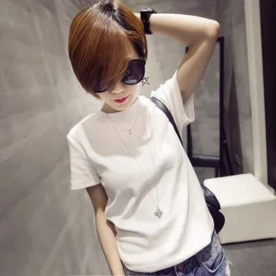 

Europe And America Summer Wear Students Slim Fit Solid Color Women's Large Size Short T-shirt WOMEN'S Dress