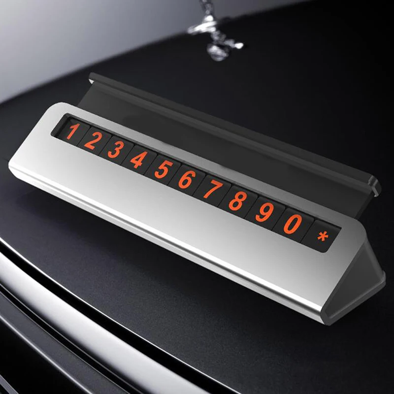 Car Temporary Parking Card Aluminum Phone Number Sign Innovative Luminous Deliveries With Zero Hour Stop Transfer |