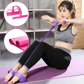 

Multifunctional 4 Tubes Latex Foot Elastic Pull Rope expander muscle fitness workout Pedal Sports Equipment Resistance Bands