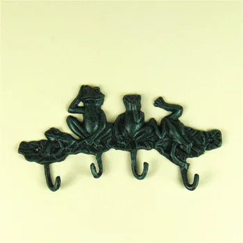 

Foundry Iron Family Frog Key Holder Handmade Metal Lotus Leaf Necklace Hook Wall Ornament Door Decor Craft Accessories Supplies