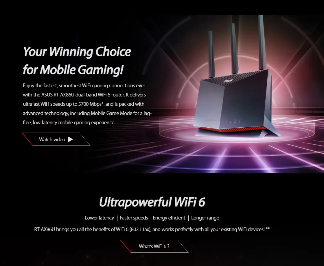 ASUS ROG Gaming Router RT-AX86U AX5700 5700 Mbps, Dual Band WiFi 6, 802.11ax, up to 2500 sq ft & 35+ Devices, NVIDIA GeForce Now wifi repeater wireless signal booster