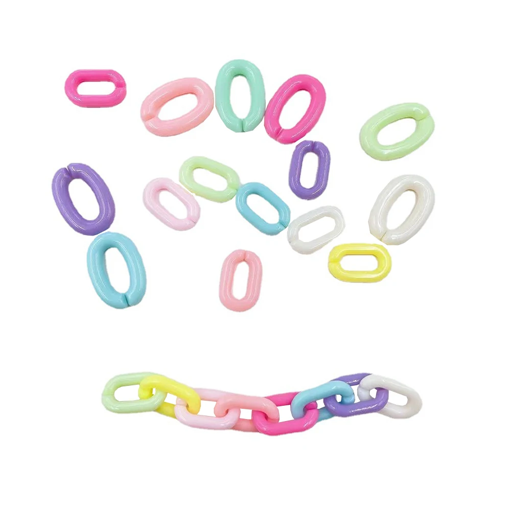 100 Stück bunte U-förmige Öffnungsring aus Acryl, Macarons, Kunststoff, kann zusammengebaut werden, Kette, Rucksackkette, DIY-Ohrring-Zubehör – Detail 7