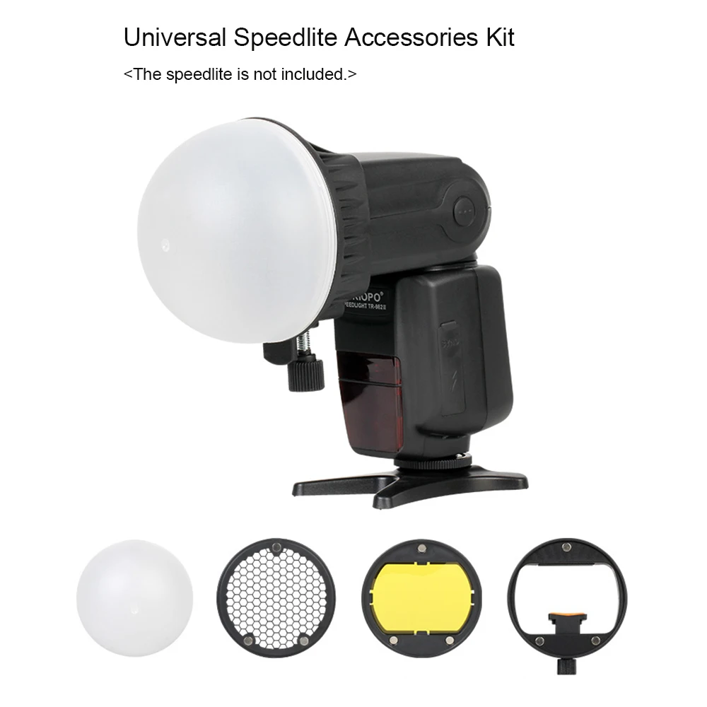 Аксессуары для модификатора вспышки TRIOPO Speedlite комплект адаптер+ шаровой рассеиватель+ отражатель для Canon Nikon sony Godox Yongnuo