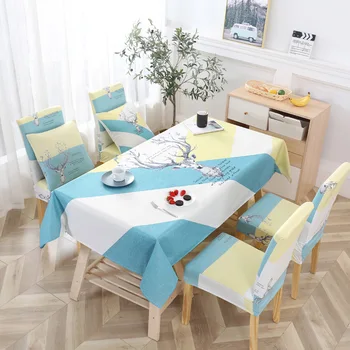 

Home Rectangle Square Waterproof Oliproof Anti-Scald Table Hotel Set Dining Cover Table Cloth Chair Chair For Table Cloth