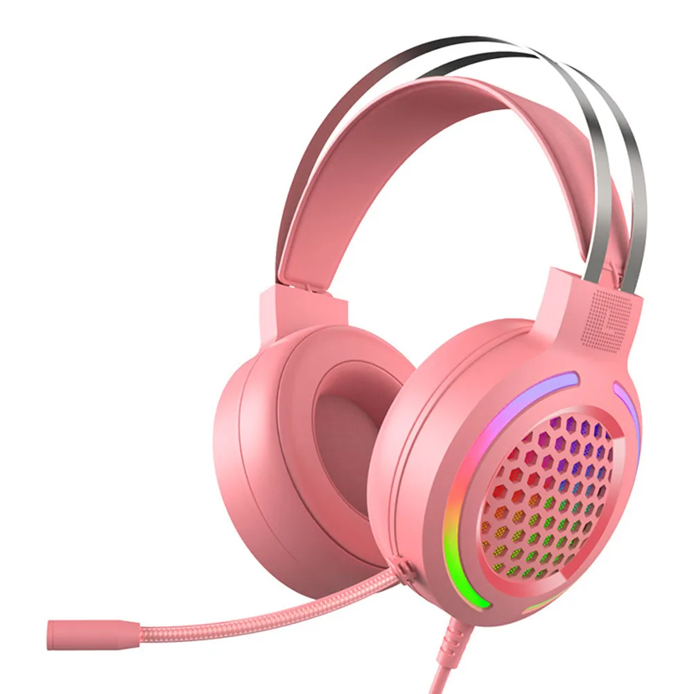 Durable Practical Multi functional Gaming Calling Wired Earphones Classic RGB Light Over ear Headphone with Microphone