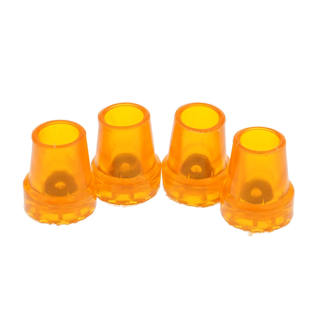 4pcs 22mm Heavy Duty Crutch Ferrules Rubber End Walking Stick Cane Replacement Tips with Steel Insert, Yellow