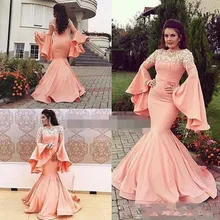 Великолепная длинная аппликация для выпускных платьев vestido de festa индивидуальный заказ с расклешенными рукавами вечерний многоуровневый наряд robe de soiree