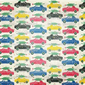 

tree car Christmas Retro nostalgia DIY Sewing rayon cotton blanket bib pet fabric for baby clothes bedding textile baby cloth